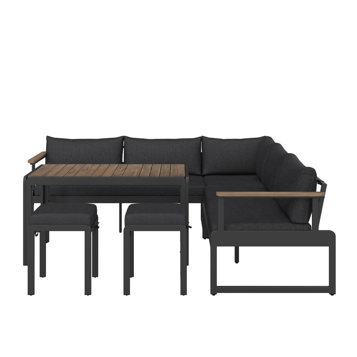 LOUNGEGARNITUR 17-teilig  228/228 cm  Akazie Hartholz Aluminium  - Dunkelgrau/Akaziefarben, MODERN, Holz/Textil (228/228cm) - Ambia Garden