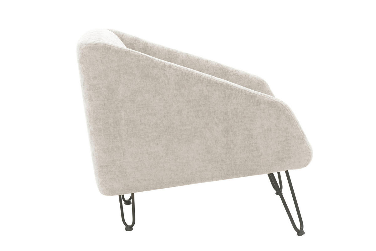 SESSEL in Chenille Creme  - Creme/Schwarz, Basics, Textil/Metall (60/71/83cm) - Livetastic