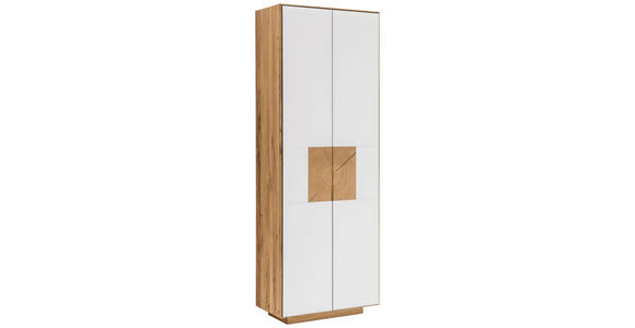 SCHUHSCHRANK 72/198/37 cm  - Eichefarben/Weiß, MODERN, Glas/Holz (72/198/37cm) - Linea Natura