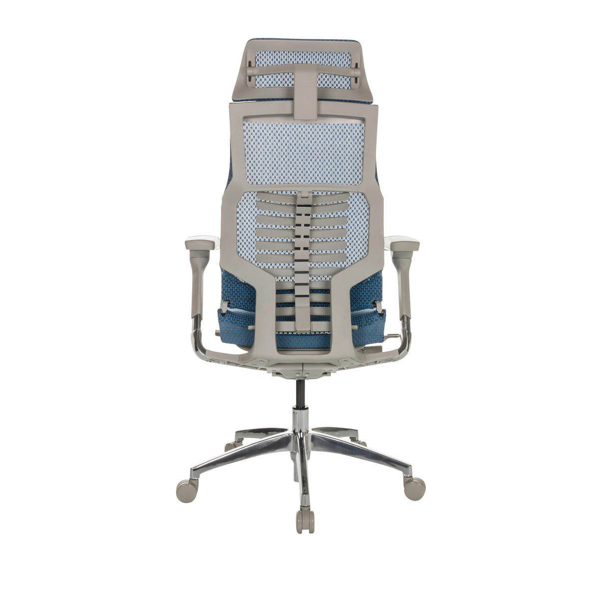 DREHSTUHL Netz Blau  - Blau/Alufarben, Basics, Kunststoff/Textil (67/119-135/60cm) - MID.YOU