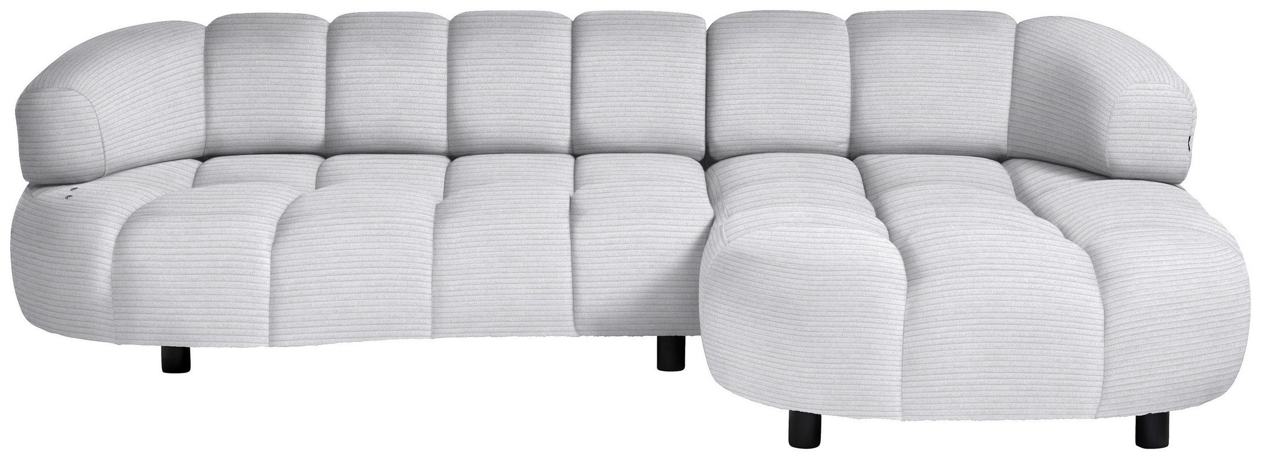 ECKSOFA in Cord, Velours Silberfarben  - Silberfarben/Schwarz, Design, Holz/Textil (284/183cm) - Welnova