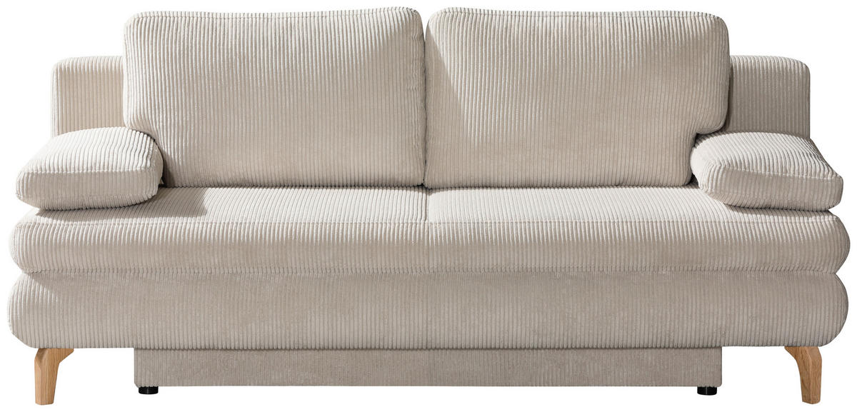 SCHLAFSOFA in Cord Beige  - Eichefarben/Beige, Design, Holz/Textil (200/91/92cm) - Novel