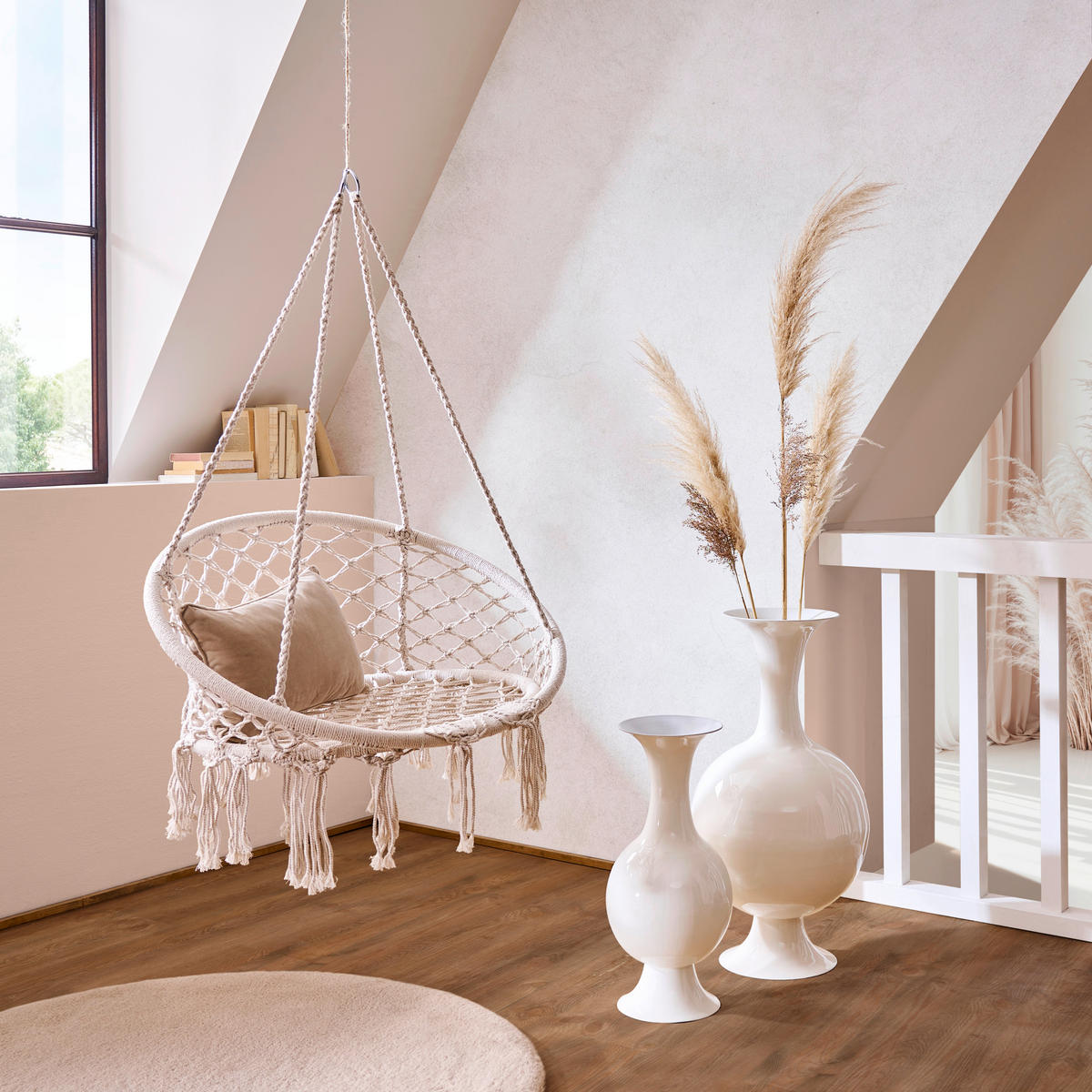 HÄNGESESSEL  - Creme, LIFESTYLE, Textil/Metall (120/80/80cm) - Ambia Home