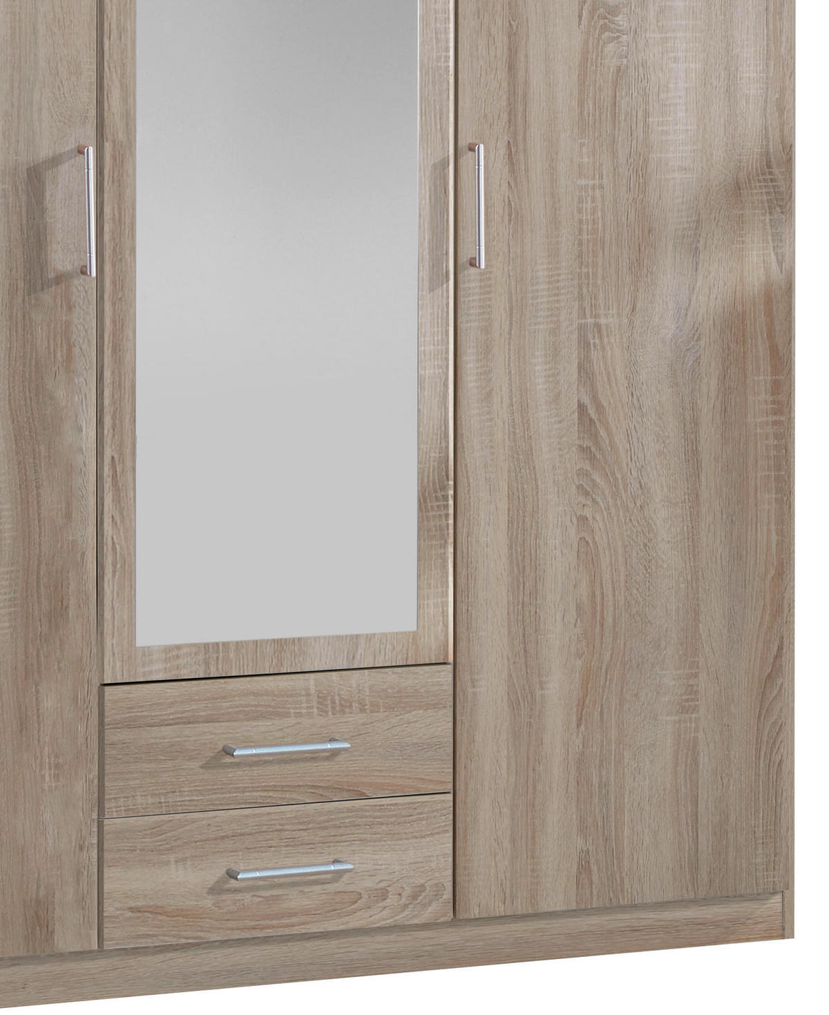 DREHTÜRENSCHRANK in Eichefarben  - Eichefarben/Alufarben, Konventionell, Glas/Holzwerkstoff (135/199,5/58cm) - MID.YOU
