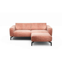 2,5-Sitzer inkl. Hocker Samt Rosa  - Schwarz/Rosa, Design, Textil/Metall (220/86/86-94cm) - SENSOO