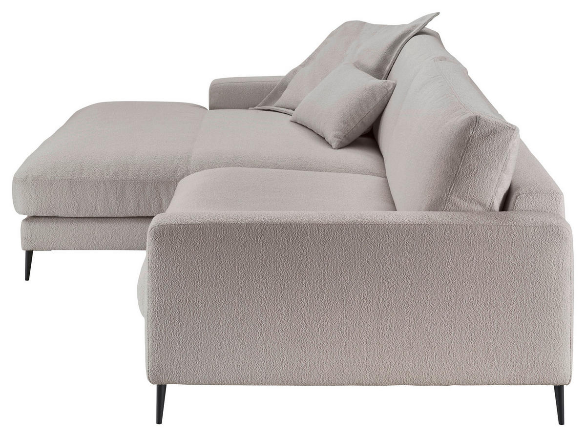 ECKSOFA Hellgrau Flachgewebe  - Hellgrau/Schwarz, Design, Textil/Metall (190/272cm) - Pure Home Lifestyle