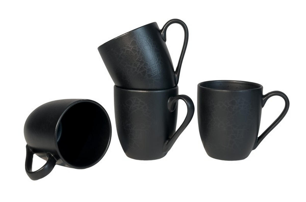 KAFFEEBECHERSET Mika black 4-teilig  - Schwarz, Trend, Keramik - Novel