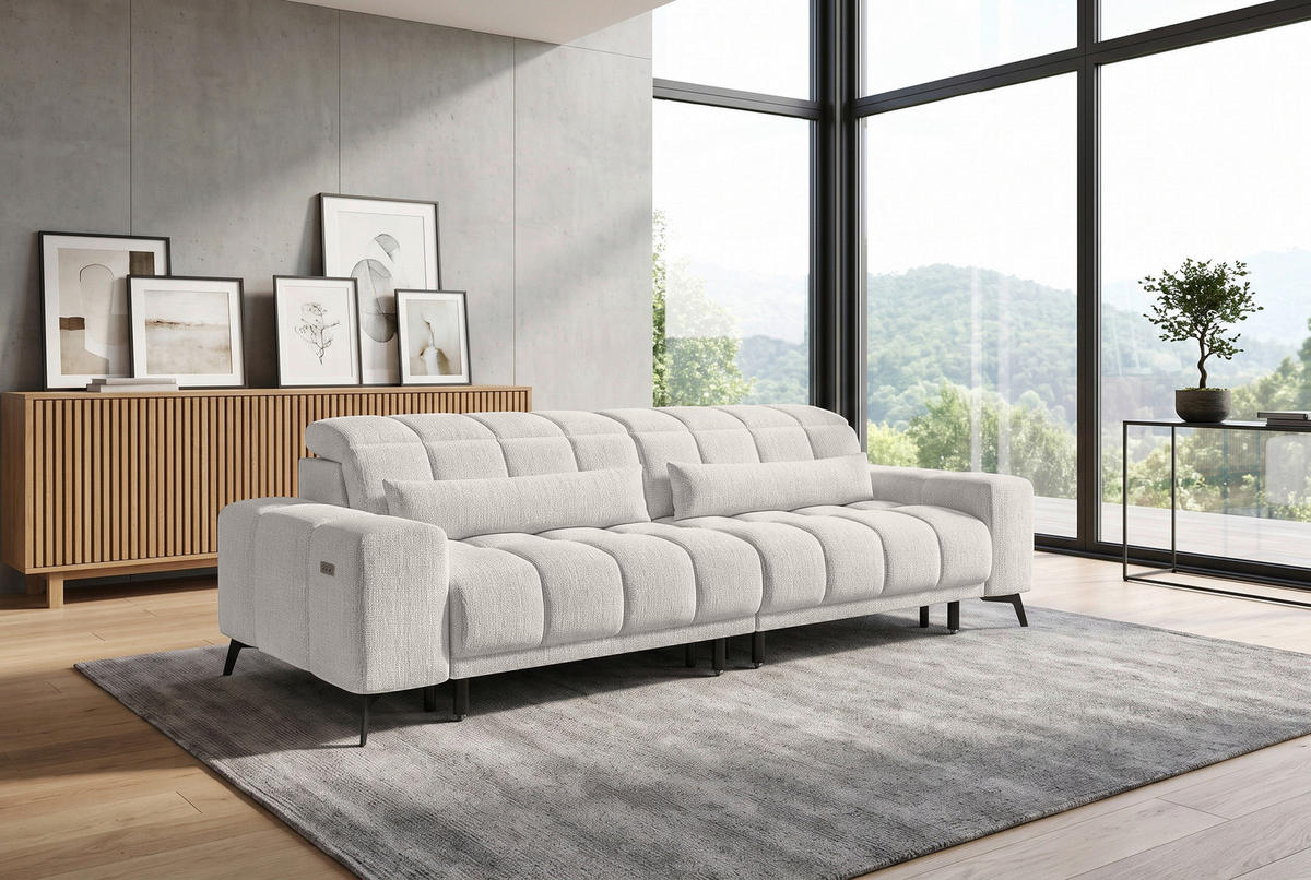 BIGSOFA Chenille Grau  - Schwarz/Grau, MODERN, Textil/Metall (300/112/121cm) - Xora