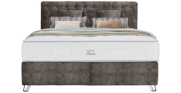 BOXSPRINGBETT 180/200 cm  in Braun  - Silberfarben/Braun, KONVENTIONELL, Textil/Metall (180/200cm) - Ambiente