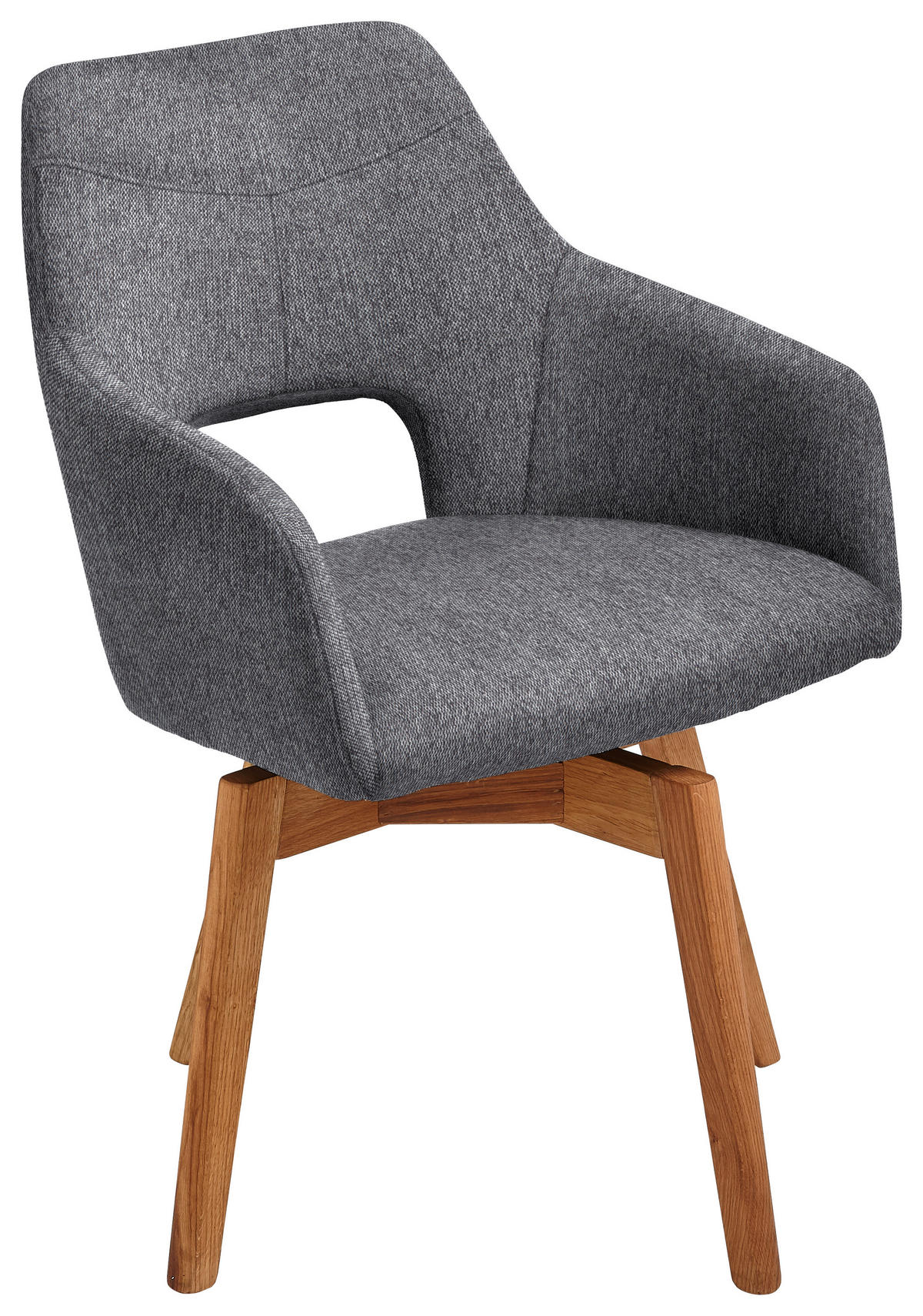 ARMLEHNSTUHL  in Webstoff  - Eichefarben/Anthrazit, Design, Holz/Textil (57/84/57cm) - Voleo