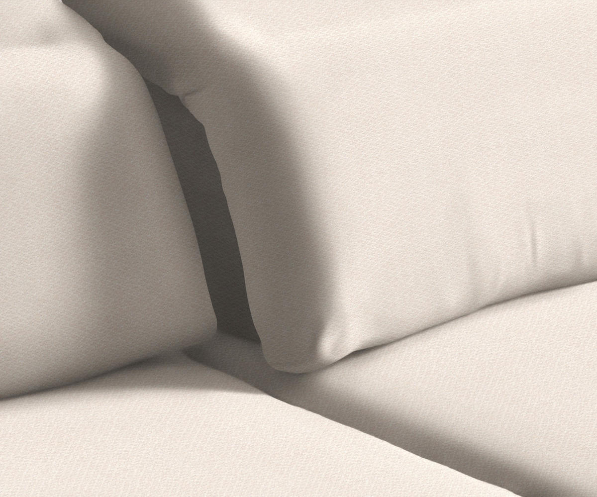 ECKSOFA in Chenille Weiss  - Weiss/Schwarz, Design, Textil/Metall (289/180cm) - Stylife