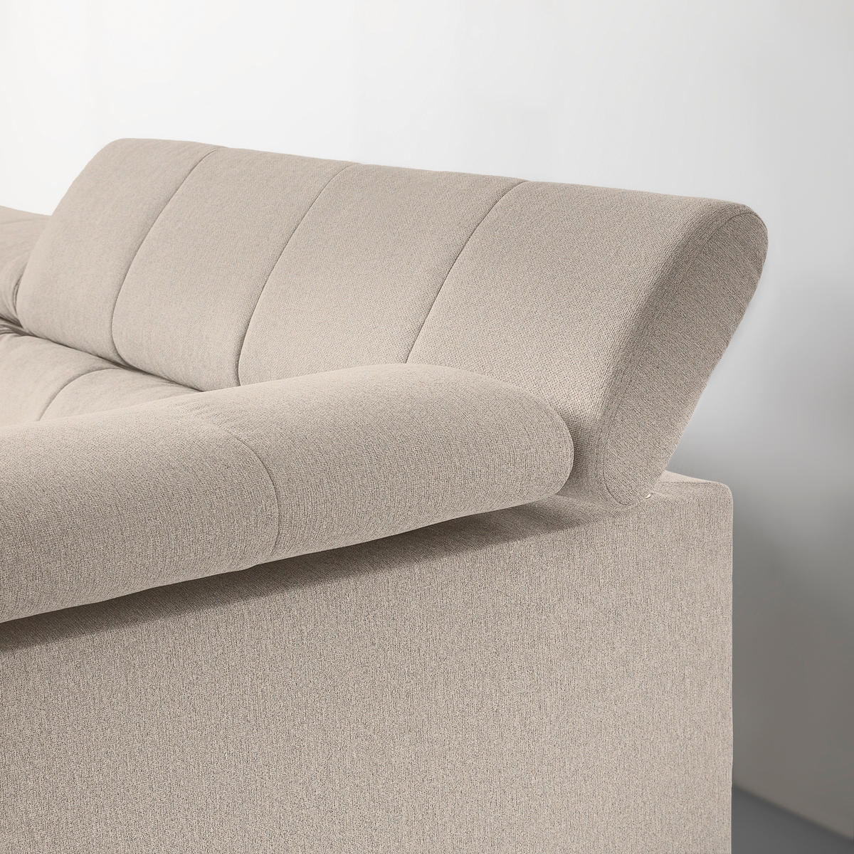 ECKSOFA Chenille Beige  - Beige/Schwarz, Modern, Textil/Metall (296/201cm) - Livetastic