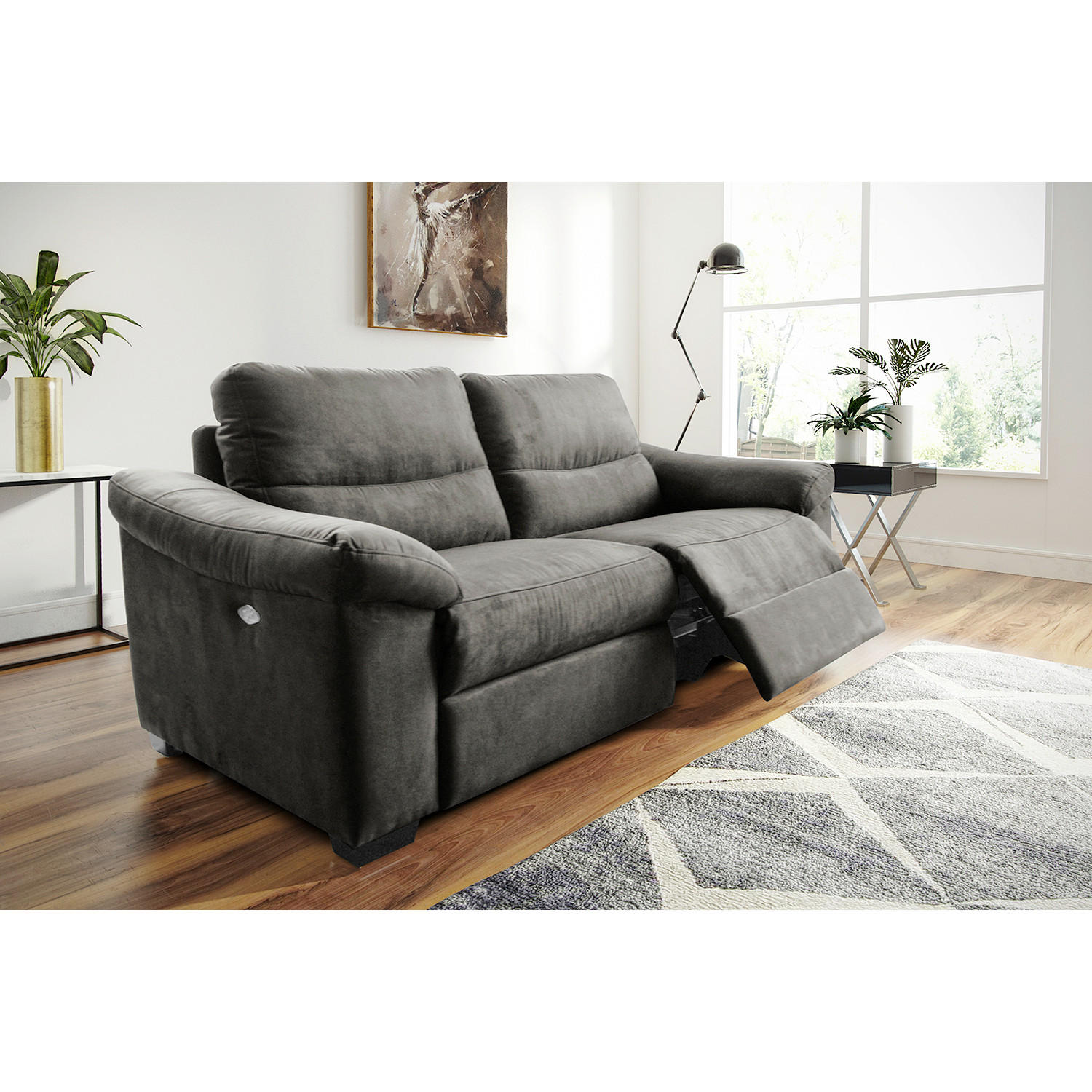 2-SITZER-SOFA HAMPTON in Flachgewebe Anthrazit Landhaus  - Anthrazit/Schwarz, Design, Holz/Textil (174/97/97cm) - Livetastic