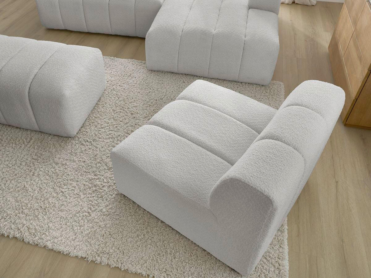 ECKSOFA Ottomane rechts  ANNECY Hellgrau Bouclé  - Hellgrau/Schwarz, MODERN, Kunststoff/Textil (262/170cm)