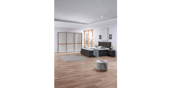 BOXSPRINGBETT 180/200 cm  in Dunkelgrau  - Dunkelgrau/Schwarz, KONVENTIONELL, Kunststoff/Textil (180/200cm) - Voleo