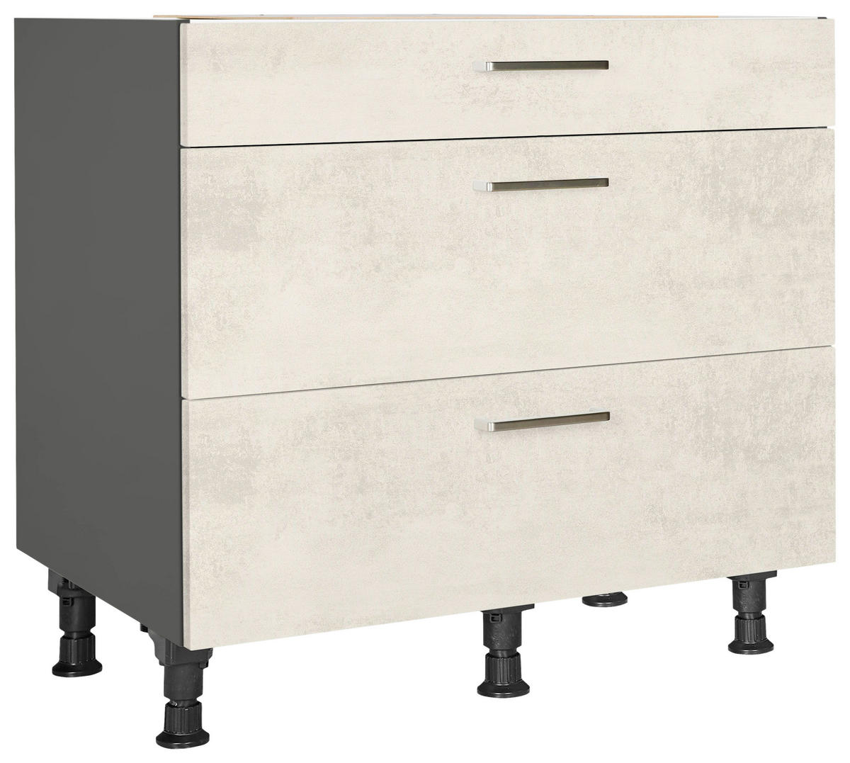 SCHUBKASTENUNTERSCHRANK 90/87/56 cm  in Weiß  - Schieferfarben/Edelstahlfarben, MODERN, Holzwerkstoff/Metall (90/87/56cm) - Nobilia