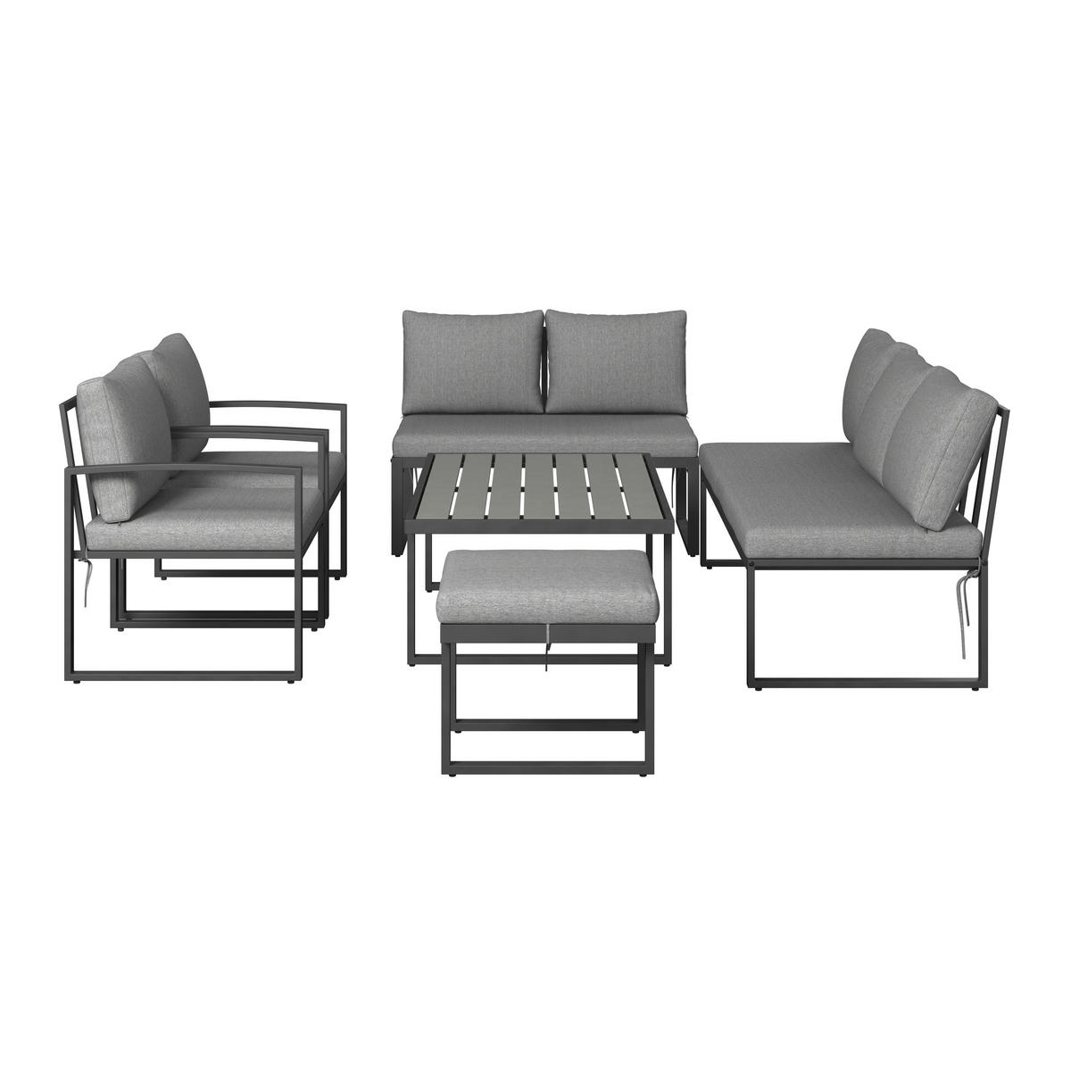 LOUNGEGARNITUR   125/47/70 cm  - Dunkelgrau, Modern, Holzwerkstoff/Textil (125/47/70cm) - Ambia Garden