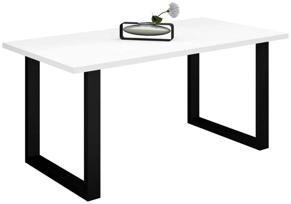 ESSTISCH rechteckig Schwarz, Weiß  - Schwarz/Weiß, MODERN, Holzwerkstoff/Metall (160/90/78cm) - Livetastic