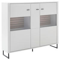 HIGHBOARD Weiss, Eichefarben  159/136/37 cm  - Weiss/Eichefarben, Design, Glas/Holzwerkstoff (159/136/37cm) - Stylife