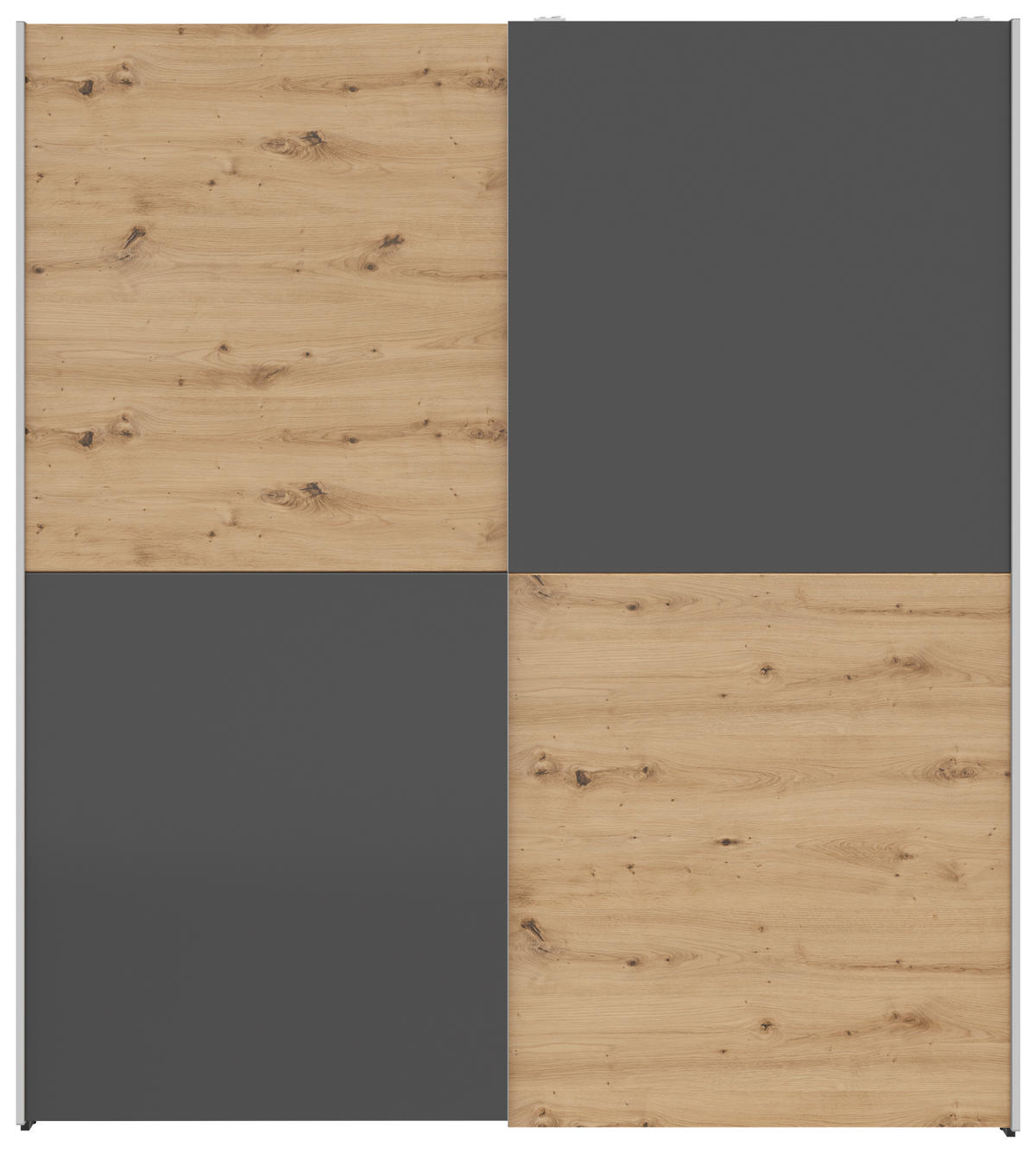 SCHWEBETÜRENSCHRANK 170/191/59 cm 2-türig Graphitfarben, Eiche Artisan  - Silberfarben/Graphitfarben, Basics, Holzwerkstoff/Kunststoff (170/191/59cm) - Boxxx