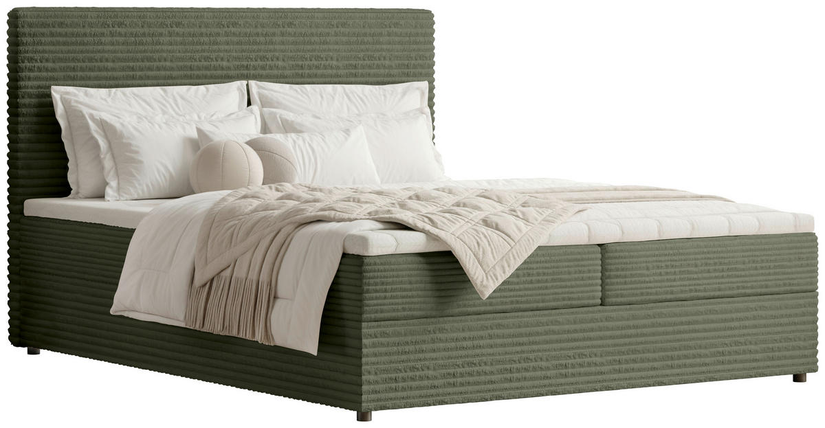 BOXSÄNG 160/200 cm  i olivgrön  - olivgrön/svart, Trend, textil/plast (160/200cm) - Boxxx