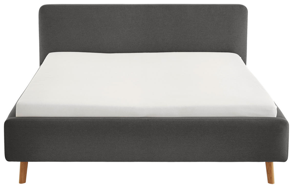 POLSTERBETT 180/200 cm  in Anthrazit  - Eichefarben/Anthrazit, Design, Holz/Textil (180/200cm) - Xora