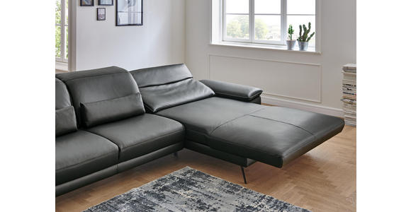 WOHNLANDSCHAFT in Leder Anthrazit - Anthrazit/Schwarz, Design, Leder/Metall (193/328cm) - Dieter Knoll