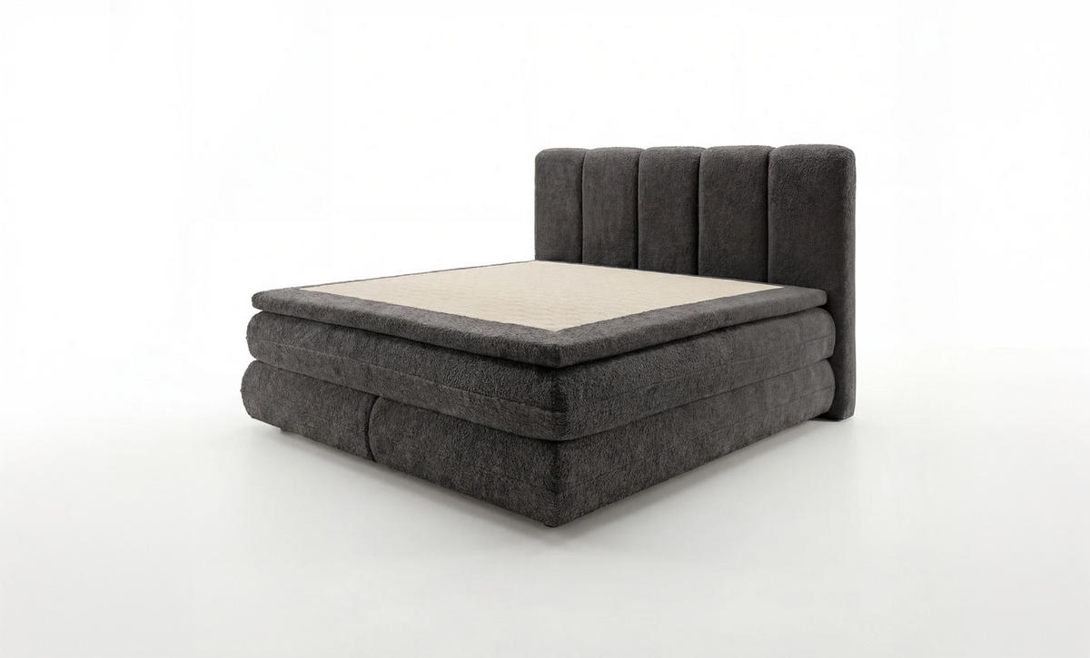 Pat Boxspring, 160/200 cm, gri - gri, Modern, materiale naturale/lemn (160/200cm) - Voleo