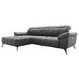 ECKSOFA inkl. Funktionen Dunkelgrau Chenille  - Edelstahlfarben/Dunkelgrau, Design, Textil/Metall (105-178/266cm) - Xora