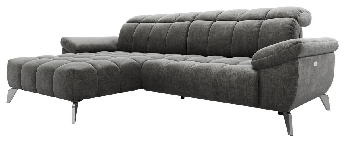 COLȚAR metal, textil gri închis  - gri închis/culoare inox, Design, metal/textil (105-178/266cm) - Xora