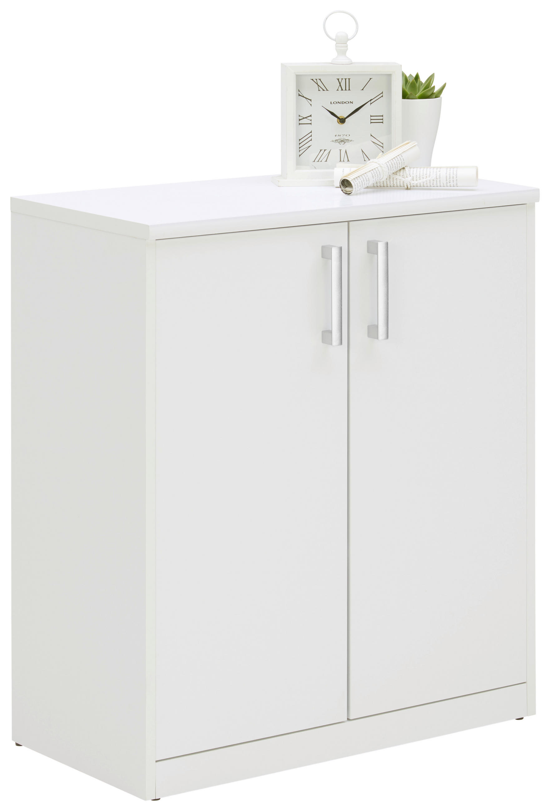 KOMMODE Weiß - Silberfarben/Schwarz, Basics, Holzwerkstoff/Kunststoff (72/84/36cm) - Xora