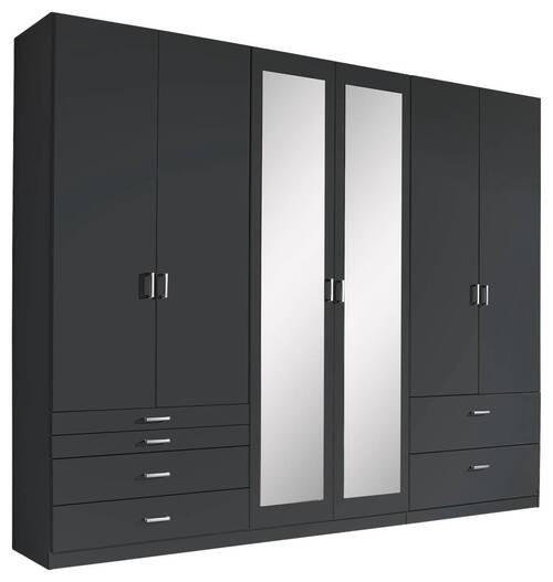 DREHTÜRENSCHRANK 271/210/54 cm Grau  - Alufarben/Grau, Basics, Glas/Holzwerkstoff (271/210/54cm) - Xora