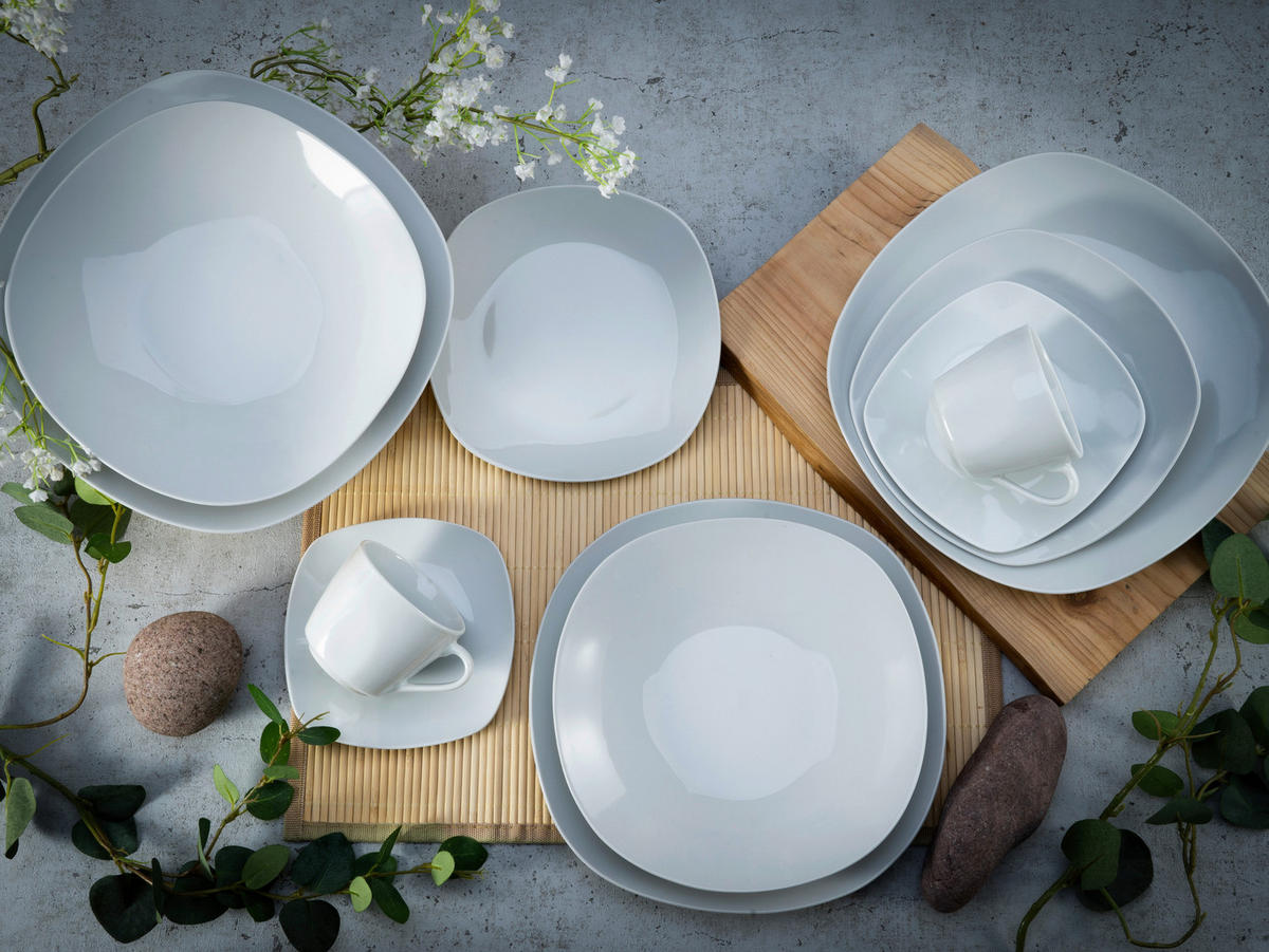 KOMBISERVICE SQUARE WEISS 30-teilig  - Weiß, Basics, Keramik - Creatable