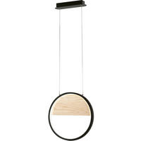 LED-PENDELLEUCHTE Pierre 40,20/200 cm   - Eschefarben/Schwarz, Design, Holz/Metall (40,20/200cm) - Fabas Luce