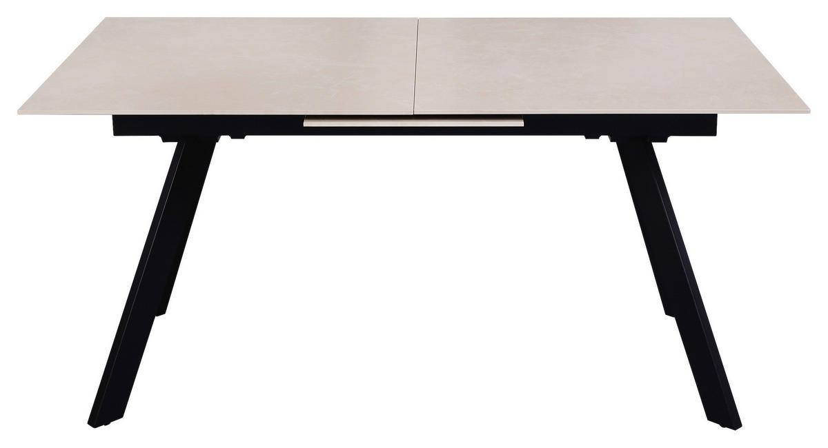 ESSTISCH 160-205/90/76 cm  Metall, Keramik ausziehbar rechteckig Schwarz, Beige  - Beige/Schwarz, Design, Keramik/Metall (160-205/90/76cm) - Novel