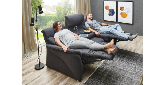 TRAPEZSOFA in Textil Dunkelgrau - Dunkelgrau/Alufarben, KONVENTIONELL, Textil (217/108/106cm) - Cantus