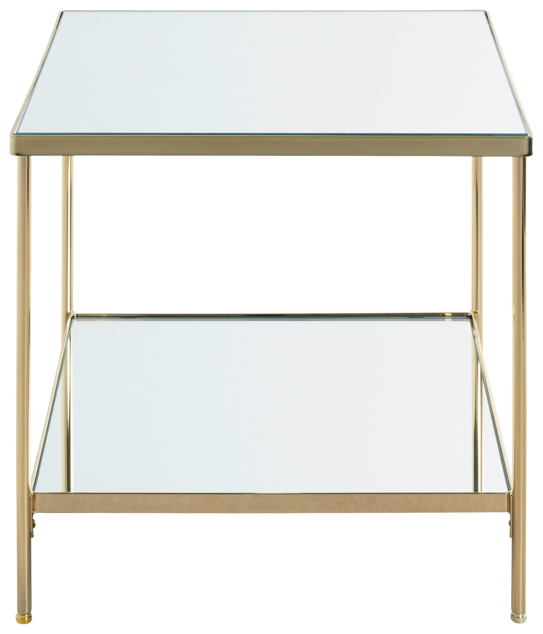 BEISTELLTISCH 45/45/46 cm Messingfarben quadratisch  - Messingfarben, Trend, Glas/Metall (45/45/46cm)