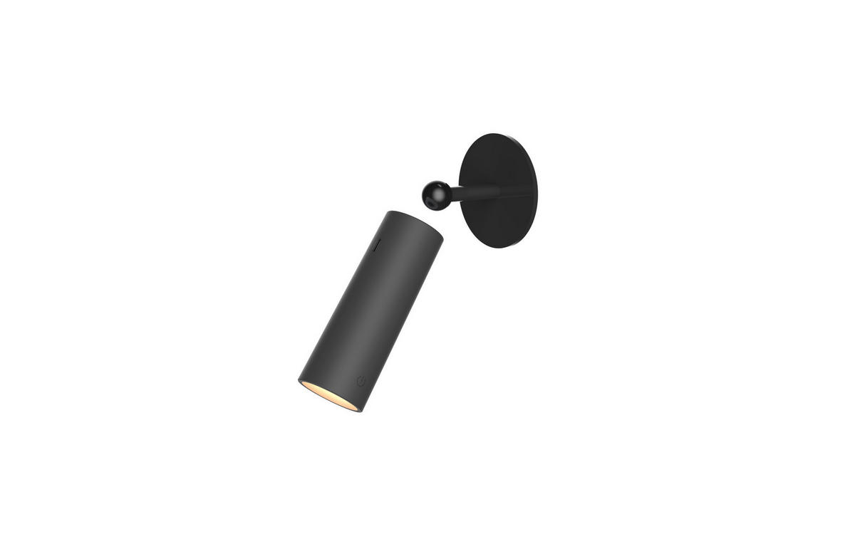 LED-WANDLEUCHTE Roll 4.4/12/4.4 cm   - Schwarz, Basics, Kunststoff (4.4/12/4.4cm) - New Garden