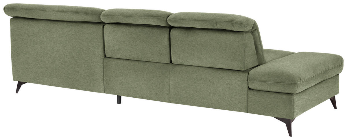 ECKSOFA  in Chenille Olivgrün  288/198 cm  - Schwarz/Olivgrün, Design, Textil/Metall (288/198cm) - Beldomo Style