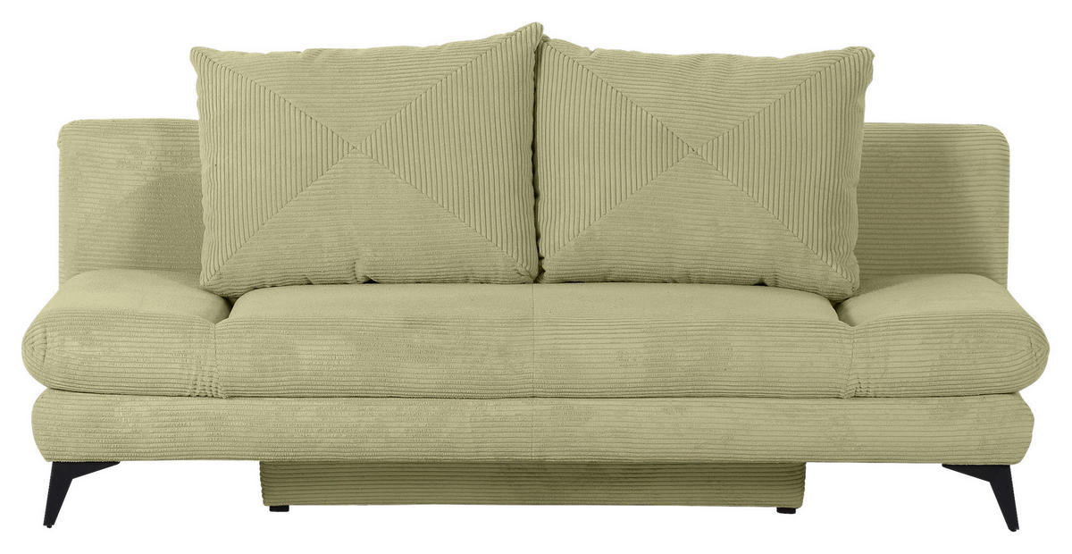 SCHLAFSOFA in Cord Hellgrün  - Schwarz/Hellgrün, Konventionell, Textil/Metall (200/78/95cm) - home24