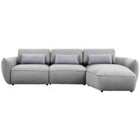 ECKSOFA  in Chenille Greige  340/190 cm  - Greige/Schwarz, Design, Kunststoff/Textil (340/190cm) - Belluti