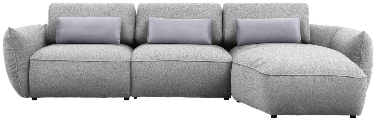 ECKSOFA  in Chenille Greige  340/190 cm  - Greige/Schwarz, Design, Kunststoff/Textil (340/190cm) - Belluti