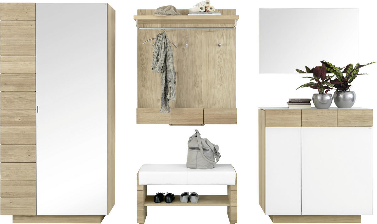 SCHUHSCHRANK Wildeiche massiv Eichefarben, Beige  - Eichefarben/Beige, Design, Glas/Holz (96/106/42,5cm) - Voglauer
