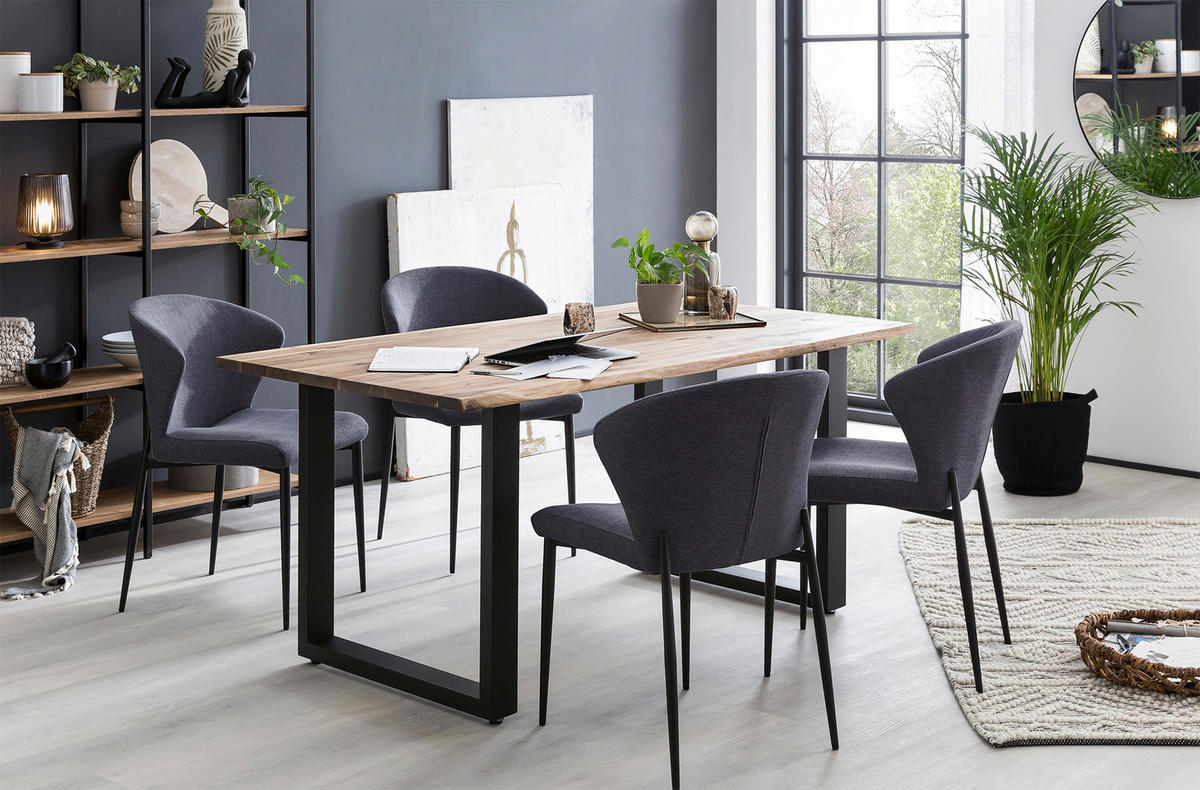 ESSTISCH in Holz 160/90/75 cm  - Walnussfarben/Schwarz, MODERN, Holz/Metall (160/90/75cm) - Livetastic