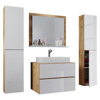 BADEZIMMER 5-teilig  in 147 cm  - Honigeiche/Weiss, Modern, Keramik/Holzwerkstoff (147cm) - MID.YOU