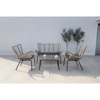 LOUNGEGARNITUR Stahl  - Dunkelgrau/Schwarz, Basics, Glas/Textil (122/86,5/69cm) - Acamp