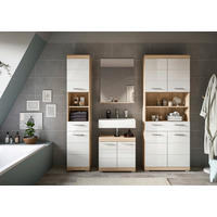 BADEZIMMER 4-teilig  in 171 cm  - Weiß Hochglanz/Silberfarben, MODERN, Glas/Holzwerkstoff (171cm) - MID.YOU