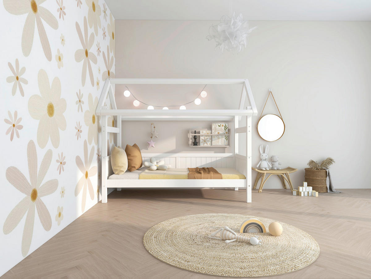 HAUSBETT 90/200 cm,  in Weiß, Rollrost  - Weiß, MODERN, Holz (90/200cm) - Chameo