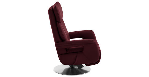 RELAXSESSEL in Leder Weinrot - Edelstahlfarben/Weinrot, Design, Leder/Metall (78/112/85cm) - Cantus