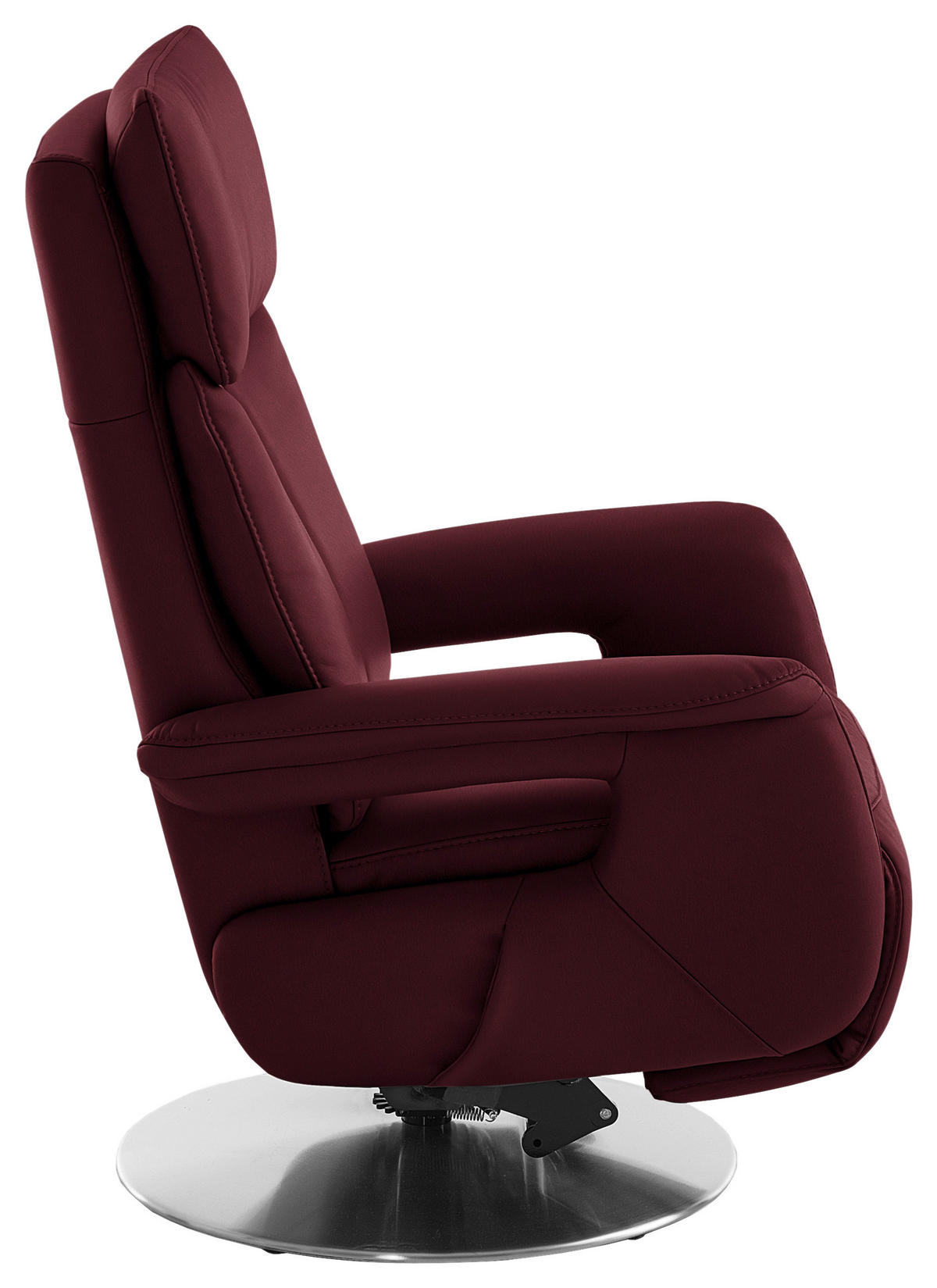RELAXSESSEL in Leder Weinrot  - Edelstahlfarben/Weinrot, Design, Leder/Metall (78/112/85cm) - Cantus